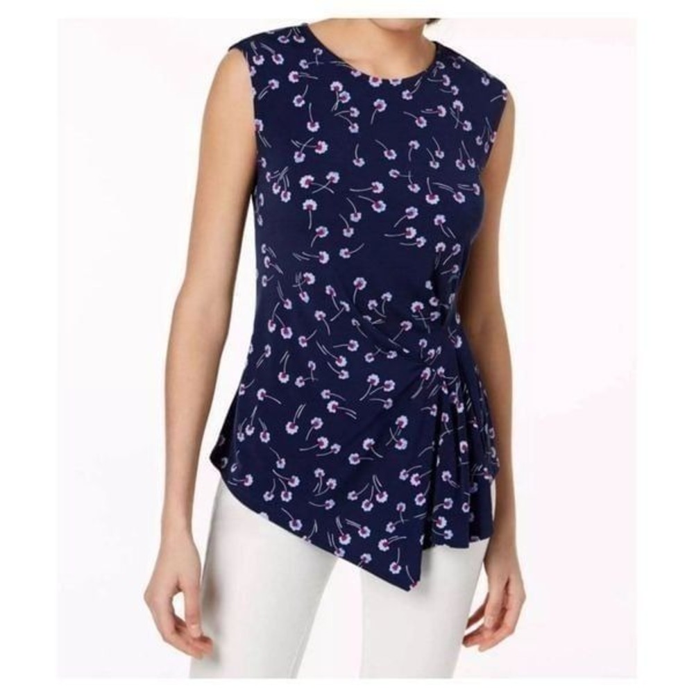 Vince Camuto Womens Pleated Asymmetrical Top Size X-Large‎ Color High Tide